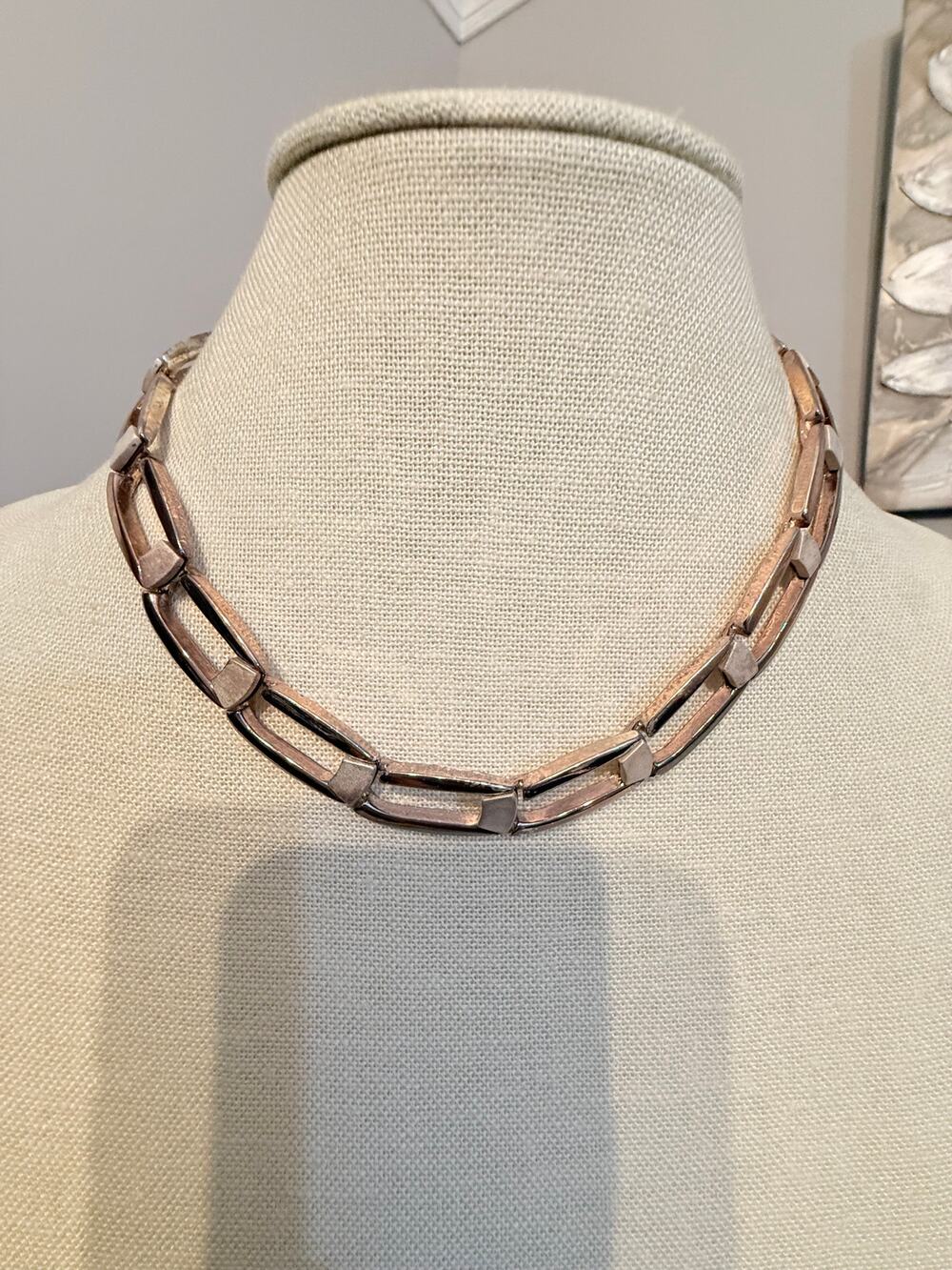 Vintage Napier Silver Tone Chunky Link Necklace 16”